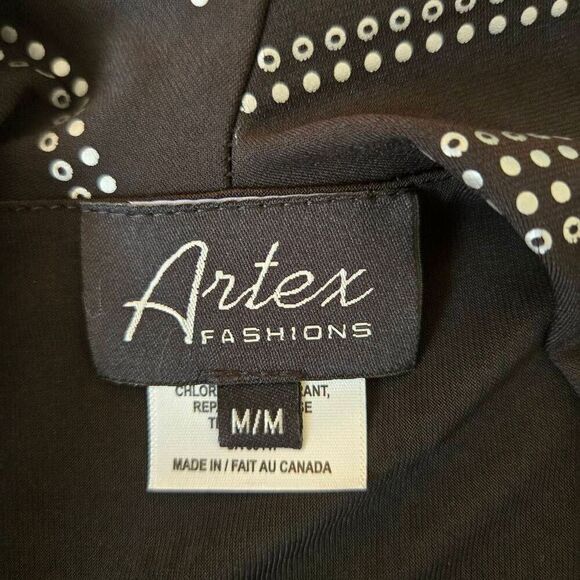 Artex Fashions Womens Abstract Sleeveless Pullover Blouse Black White Medium - Picture 2 of 9